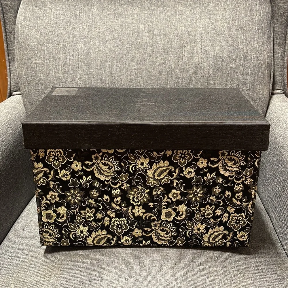 Gold Floral Fabric Covered Memory Box